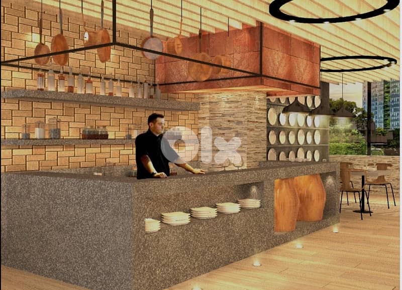 Industrial design restaurant with garden 0