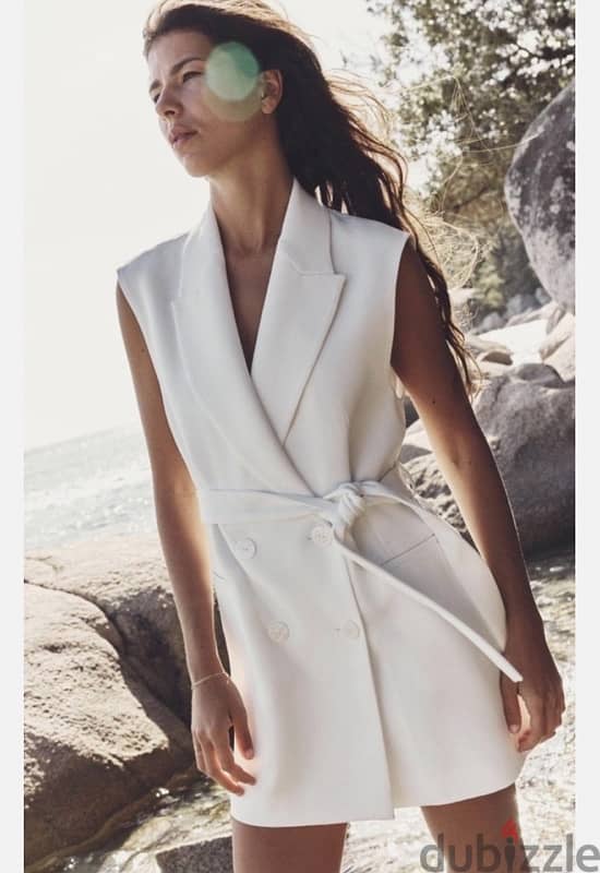 ZARA LONG BELTED DOUBLE BREASTED VEST IN TAG 2
