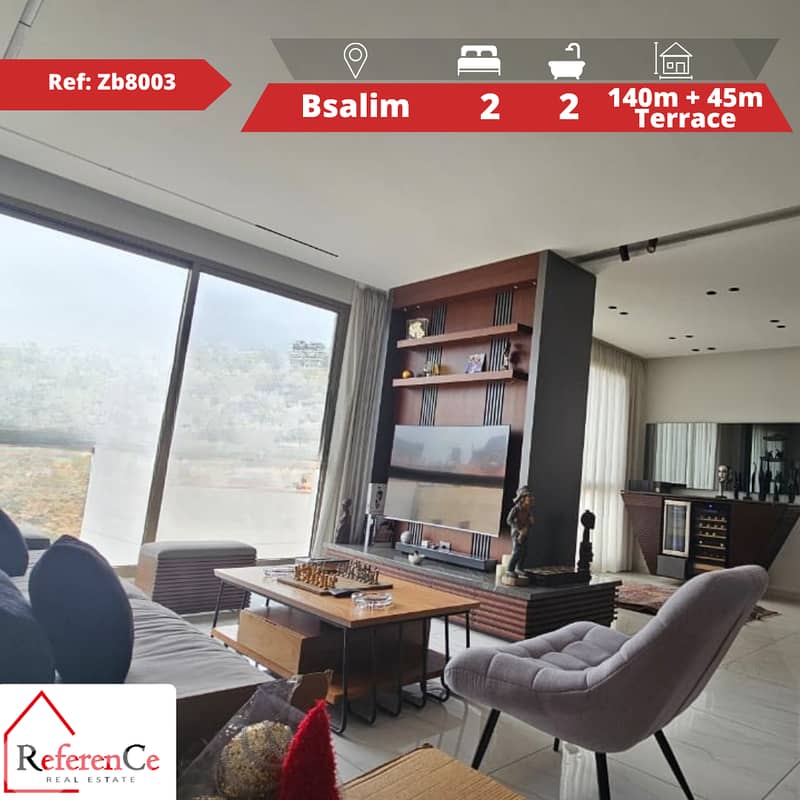 Furnished apartment + terrace in Bsalim شقة مفروشة مع تراس في بصاليم 0