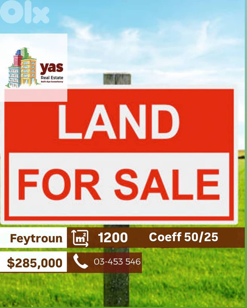 Feytroun 1200m2 | Land | Prime Location |Great Investment | BA| 0