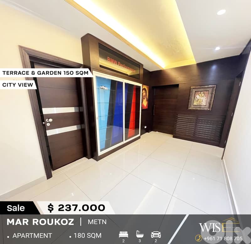 180 SQM Apartment with terrace & garden  for SALE in Mar Roukoz ! 0