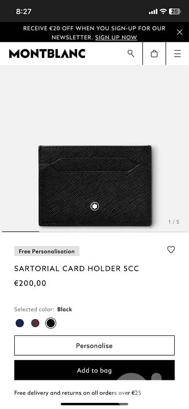 MONTBLANC SARTORIAL CARD HOLDER 5CC 9