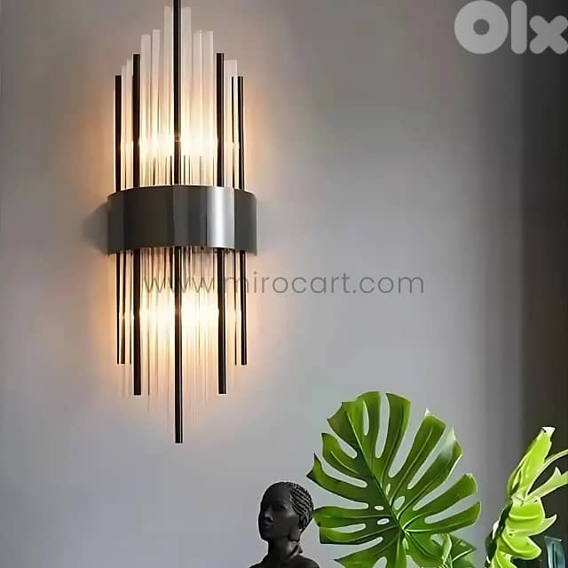 Modern Cascade Wall Light | LED-Ready Sconce with Crystal Glass Panels 3