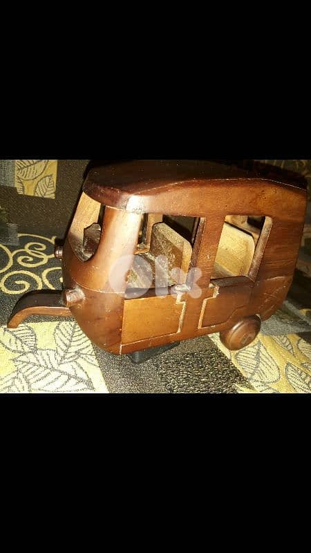 A beautiful vintage masterpiece of tricycle car handmade of wood 3