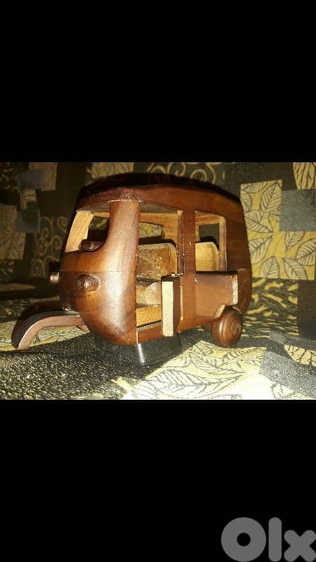 A beautiful vintage masterpiece of tricycle car handmade of wood 6