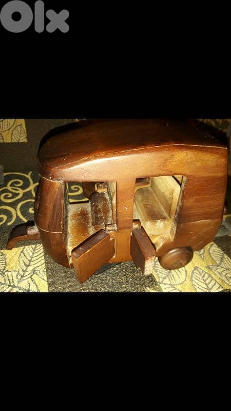 A beautiful vintage masterpiece of tricycle car handmade of wood 12