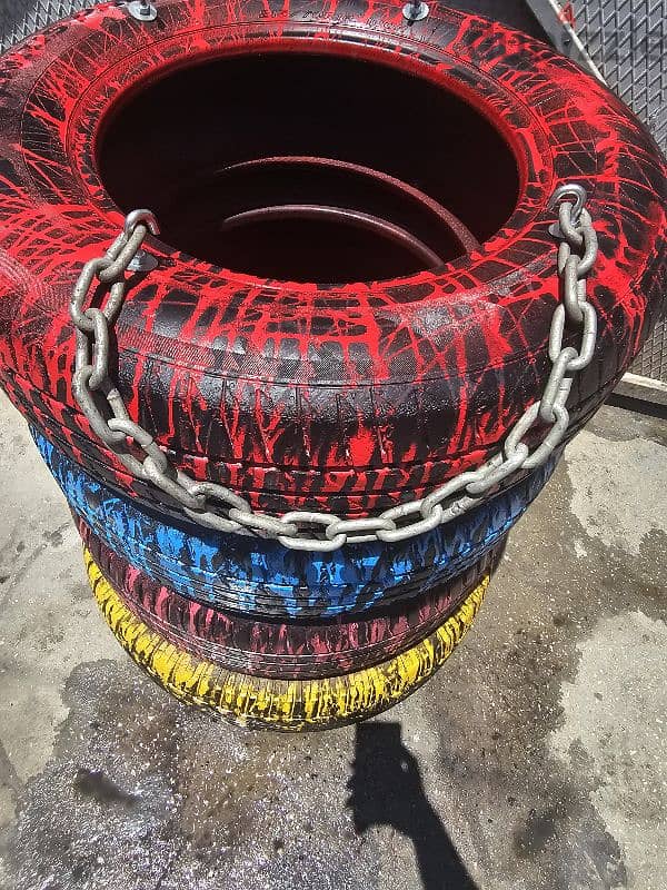 Custom Painted Wheel Punching Bag – Unique Heavy-Duty Design 0