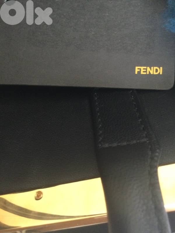 Fendi, Sac bandoulière 2 Jours MM Fendi Cuir et Laine Bleu 3