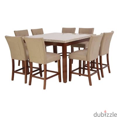 Modern 8-Seater Dining Set – Elegant Marble Top & Comfy Chairs!