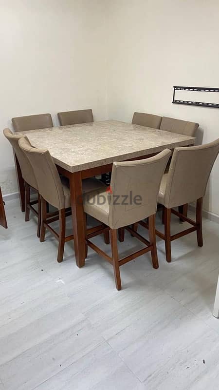 Modern 8-Seater Dining Set – Elegant Marble Top & Comfy Chairs! 1