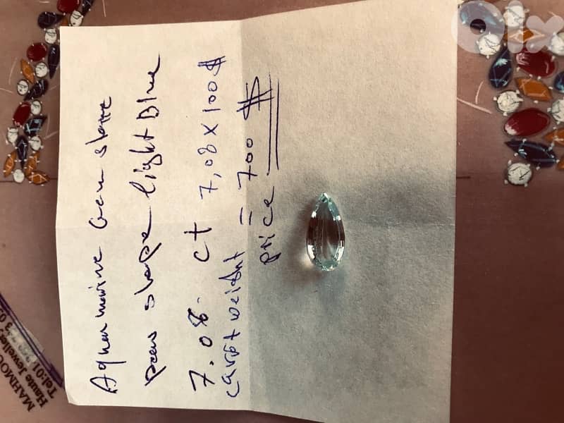 حجر كريم طبيعي اكوامارين  وزن 7.08 قيراط Aquamarine Gemstone سعر نهائي 1