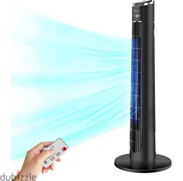 Veohaut 92Cm 3-Speed Oscillating Tower Fan, Black with Remote 50W 0