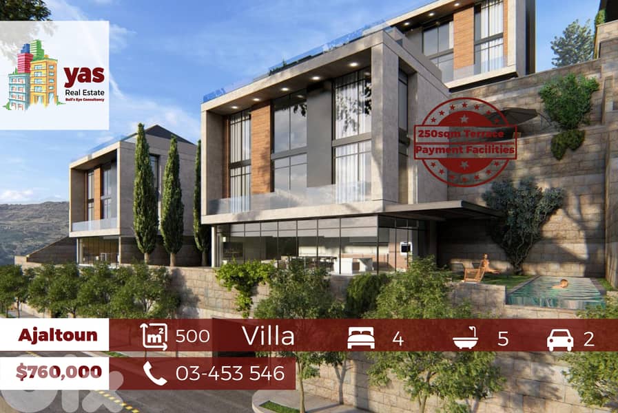 Ajaltoun 500m2 | 250m2 Terrace | Villa | Payment facilities | View |BG 0