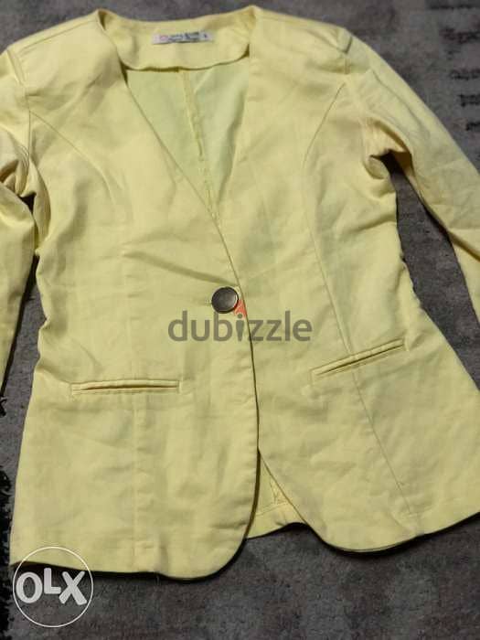 jacket, blazer for women, classic, yellow color 1