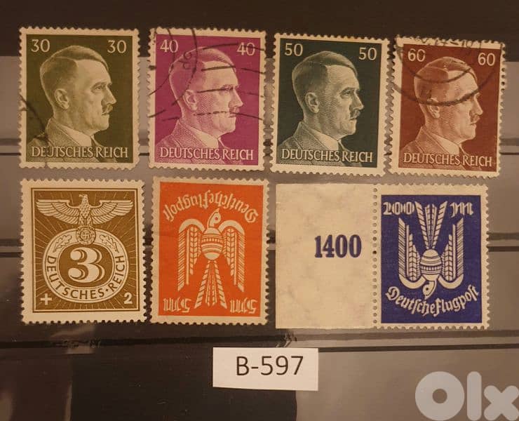 Germany Third Reich Hitler Stamps Lot# B-597 × 7 Stamps 0