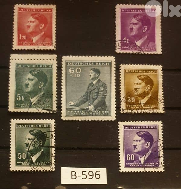 Germany Third Reich Hitler Stamps Lot# B-596 × 7 Stamps 0