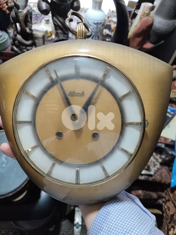 vintage Hermle wall or mantle clock, likely from the mid-20th century. 0