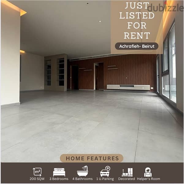 Decorated  Spacious Apartment for Rent in Achrafieh 0