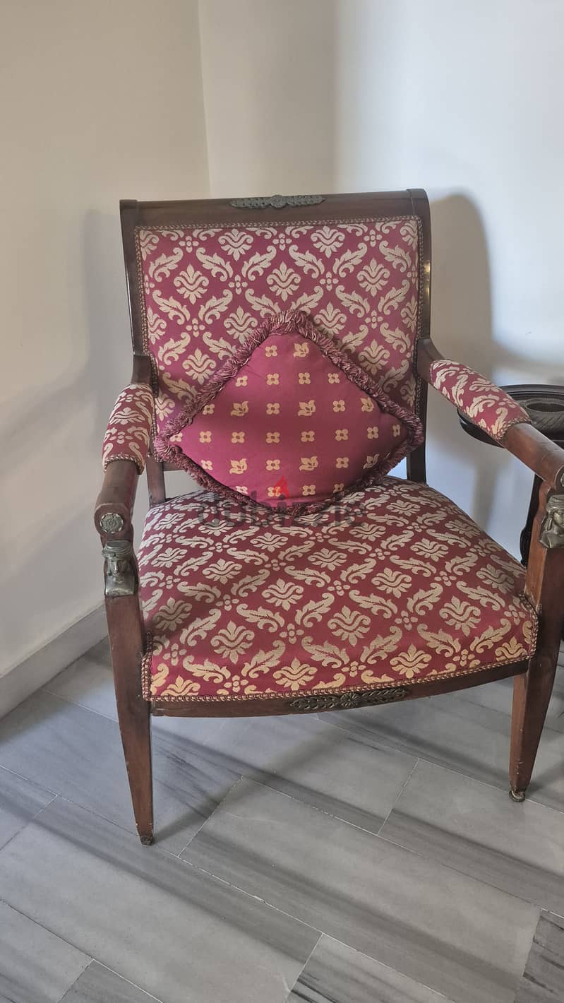 Antique Couch and Armchairs, Bois Massif 2