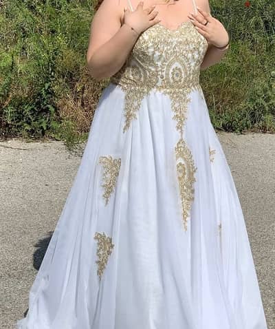 elegant Gold and white dress / evening dress / prom dress