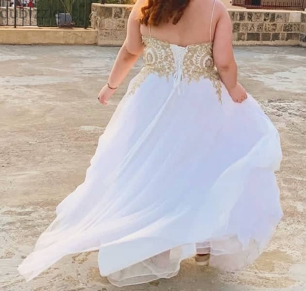 elegant Gold and white dress / evening dress / prom dress 2