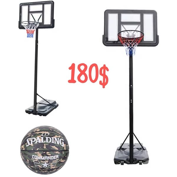 Basketball hoop 110 cm x 75 cm with Spalding Ball size 7 0