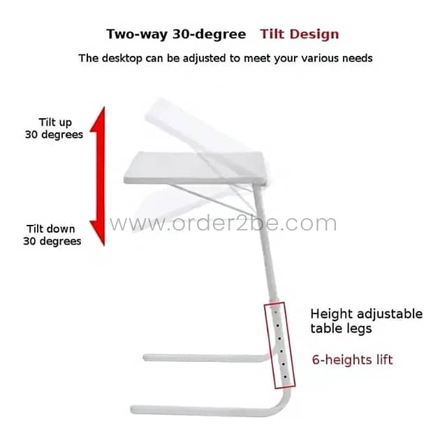 Table Mate Tray – Foldable, 6 Heights & Cup Holder for Bed & Laptop 2