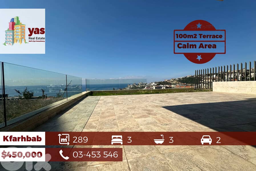 Kfarhbab 289m2 | 100m2 Terrace | Duplex | Panoramic Sea View | RA/IV 0