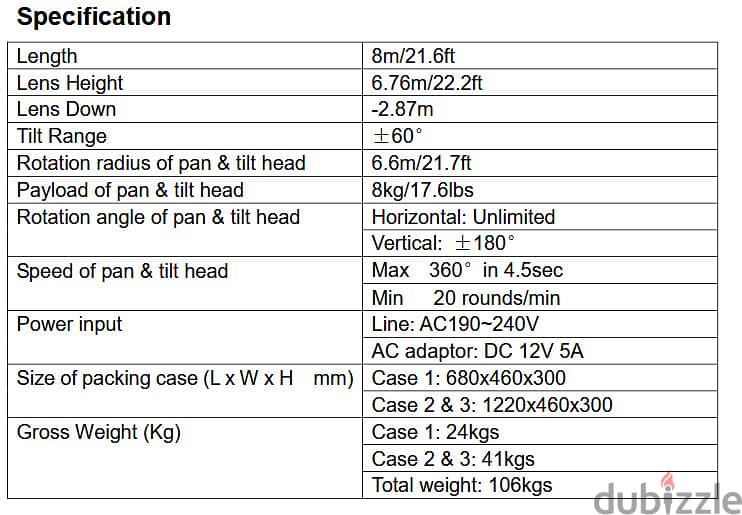 CVS Roamer 8m Professional Jib Crane – Motorized Head + Remote + Full 5