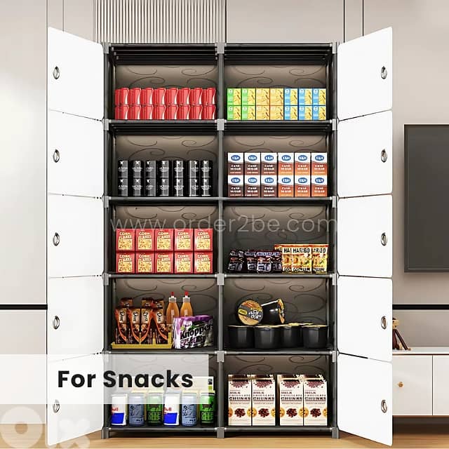 Space-Saving Storage Cabinet — 5-Shelf Organizer with Magnetic Doors 4