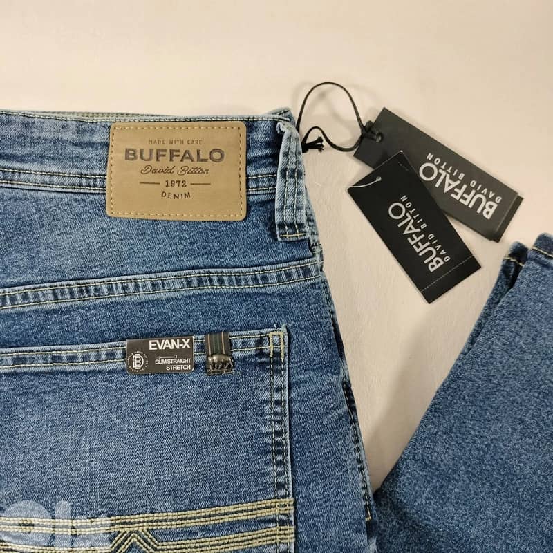 BUFFALO DAVID BITTON EvanX Slim Straight Stretch Blue Denim Jeans 1