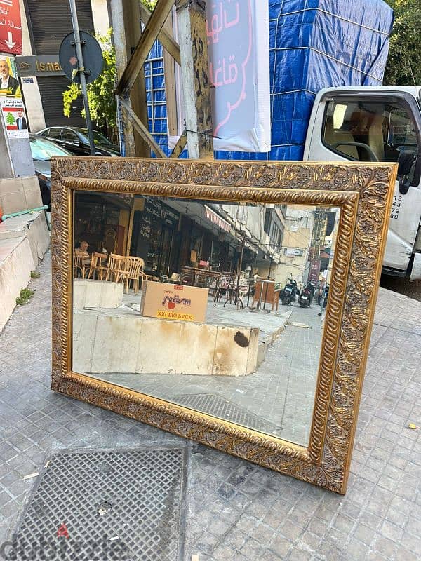 frensh miroir salon 150cmx120cmمراي صالون خشب فرنسية انتيك 0