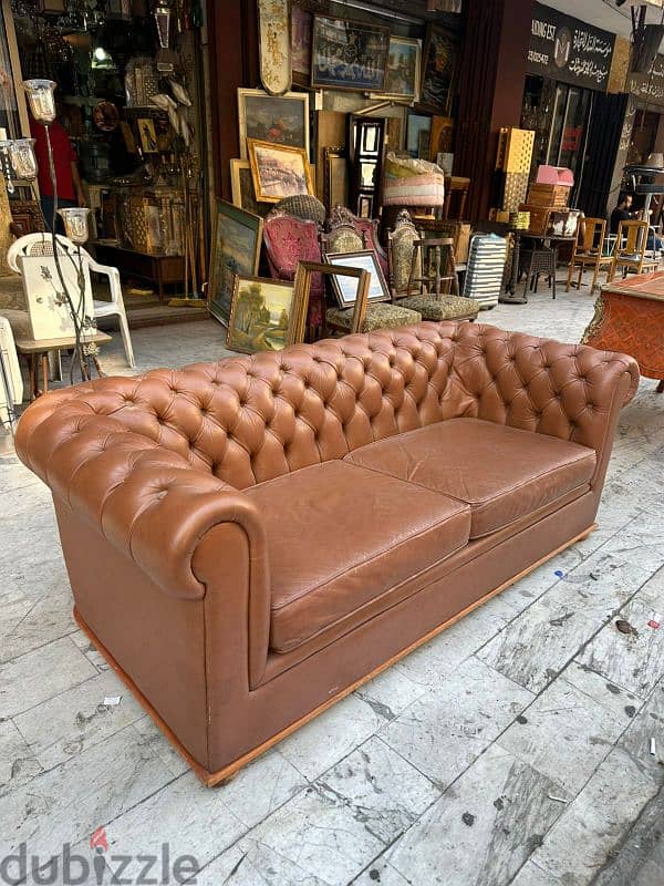 chesterfield sofa leather original english فوتوي مكتب جلد طبيعي اصلي 0