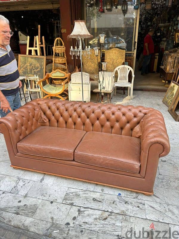 chesterfield sofa leather original english فوتوي مكتب جلد طبيعي اصلي 1