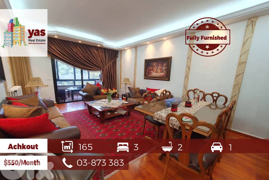 Achkout 165m2 | Furnished | Mint Condition | View | Rent | KH/JA | 0