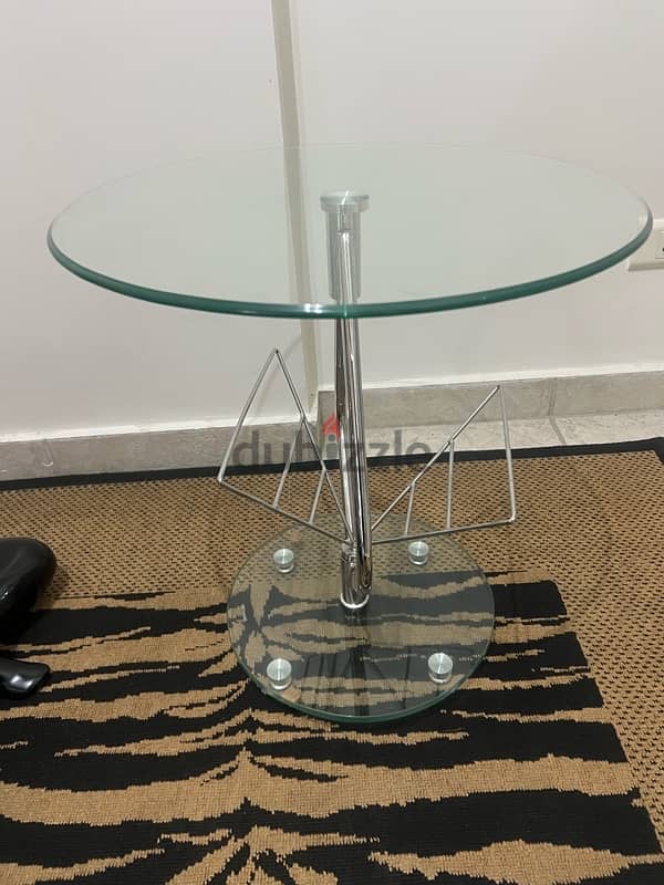 Stainless Steel  and Tempered Glass Side Table 0