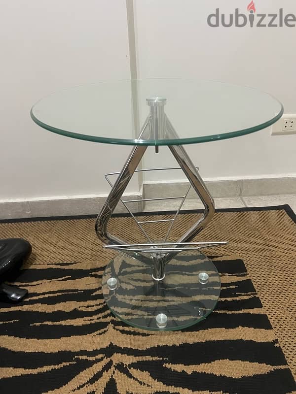 Stainless Steel  and Tempered Glass Side Table 1
