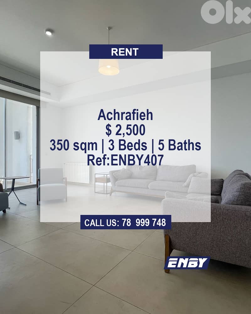 Apartment for rent in Achrafieh | Spacious | Modern and Bright 0