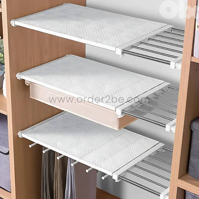 Adjustable Shelf Organizer (85–150cm) for Closets, Cabinets & Bathroom 2