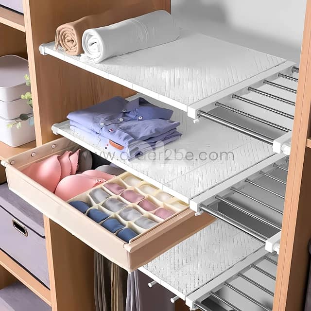 Adjustable Shelf Organizer (85–150cm) for Closets, Cabinets & Bathroom 3