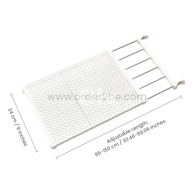 Adjustable Shelf Organizer (85–150cm) for Closets, Cabinets & Bathroom 6