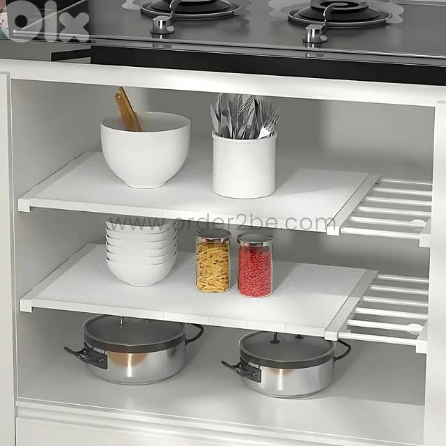 Adjustable Shelf Organizer (85–150cm) for Closets, Cabinets & Bathroom 7