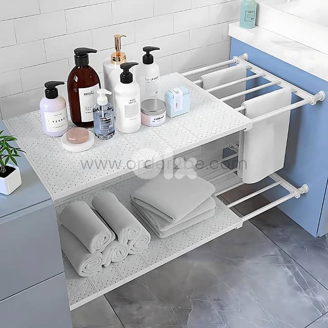 Adjustable Shelf Organizer (85–150cm) for Closets, Cabinets & Bathroom 5