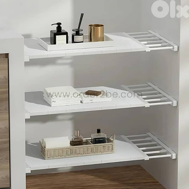 Adjustable Shelf Organizer (85–150cm) for Closets, Cabinets & Bathroom 9