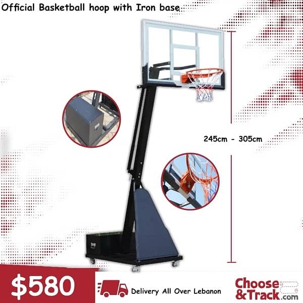 Olympic basketball hoop with iron base 0