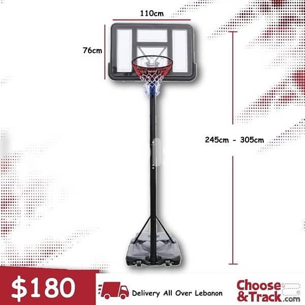 Basketball hoop adjustable 110 x 76 cm 0