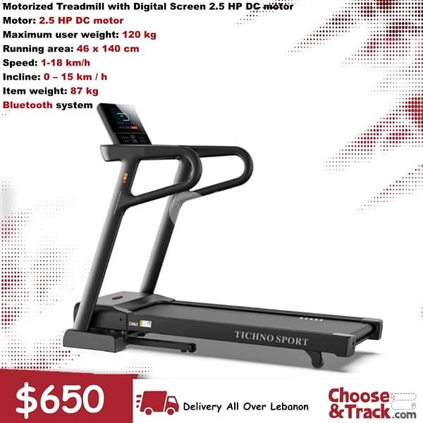 Motorized Treadmill with Digital Screen 2.5 HP DC motor 0