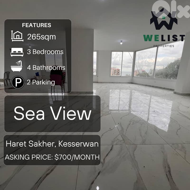 265sqm Apartment for rent in Haret Sakher - Jounieh REF: MA24DSHS265R 0