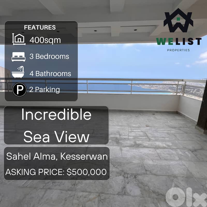 400sqm Apartment for sale in Sahel Alma - Jounieh  REF: MA25JSSA400500 0