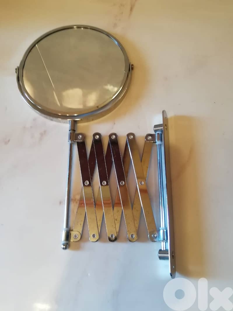 Brushed Nickel Wall Mount Makeup Mirror 1X 3X Magnifying Double Sided 0